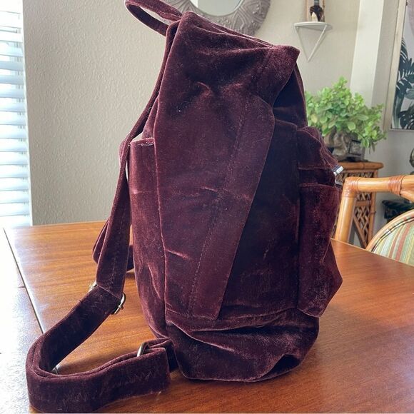 NWOT Aimee Kestenberg Velvet Backpack in Rich Brown With Gold Tone Hardware main image 8